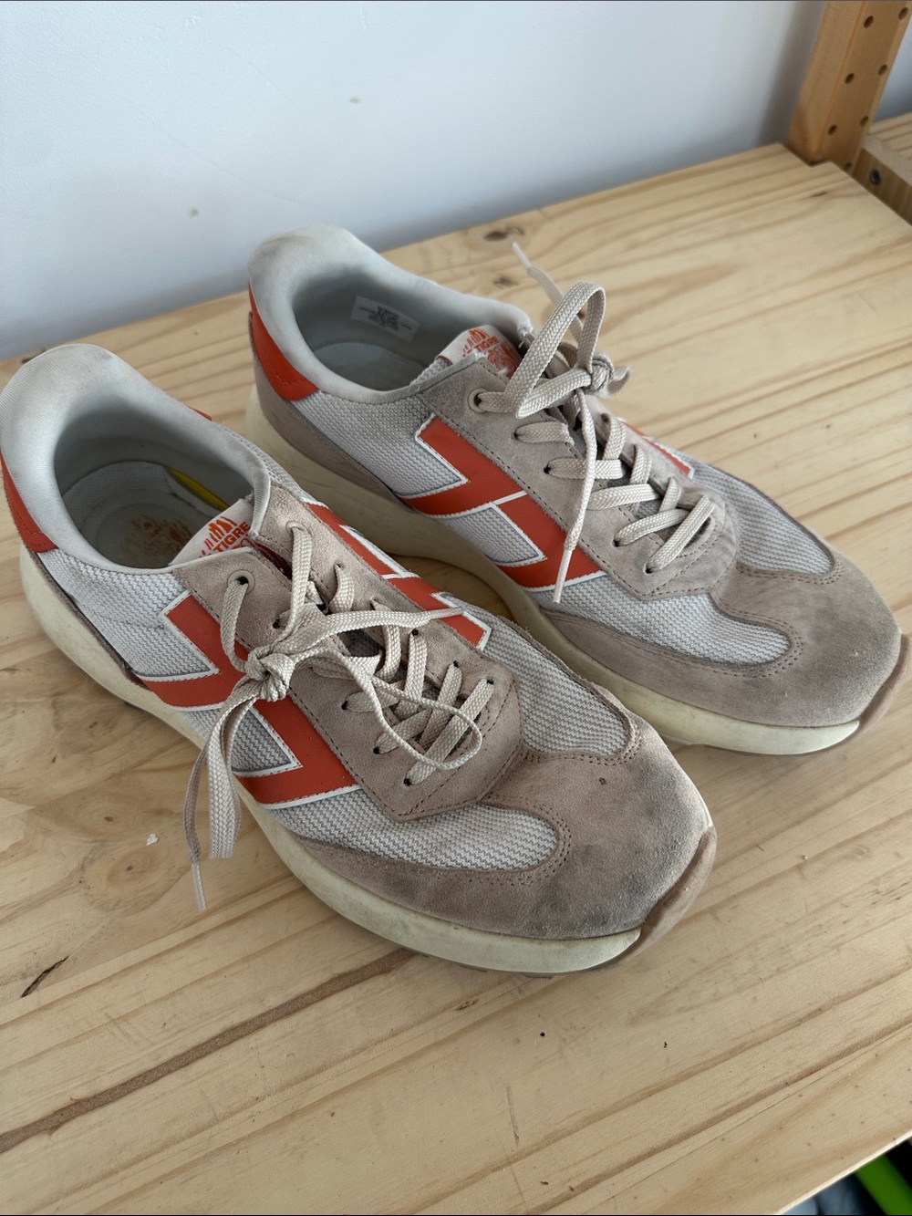 Beige and Orange Men's Athletic Sneakers